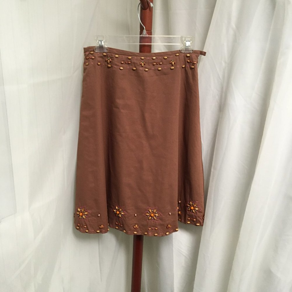 Lapis Brown Wooden Beaded Skirt Size Small